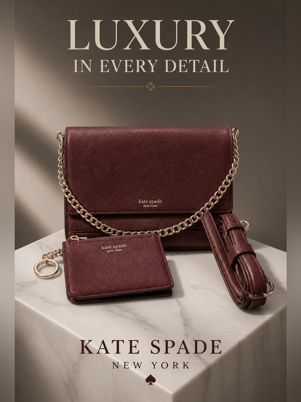 kate spade Convertible Crossbody in Plum with the card holder EUC